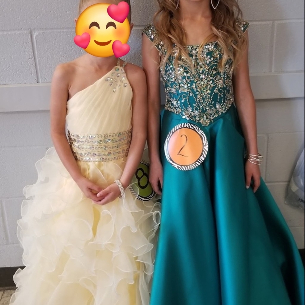 Elegant Teal and Cream Kids Dress